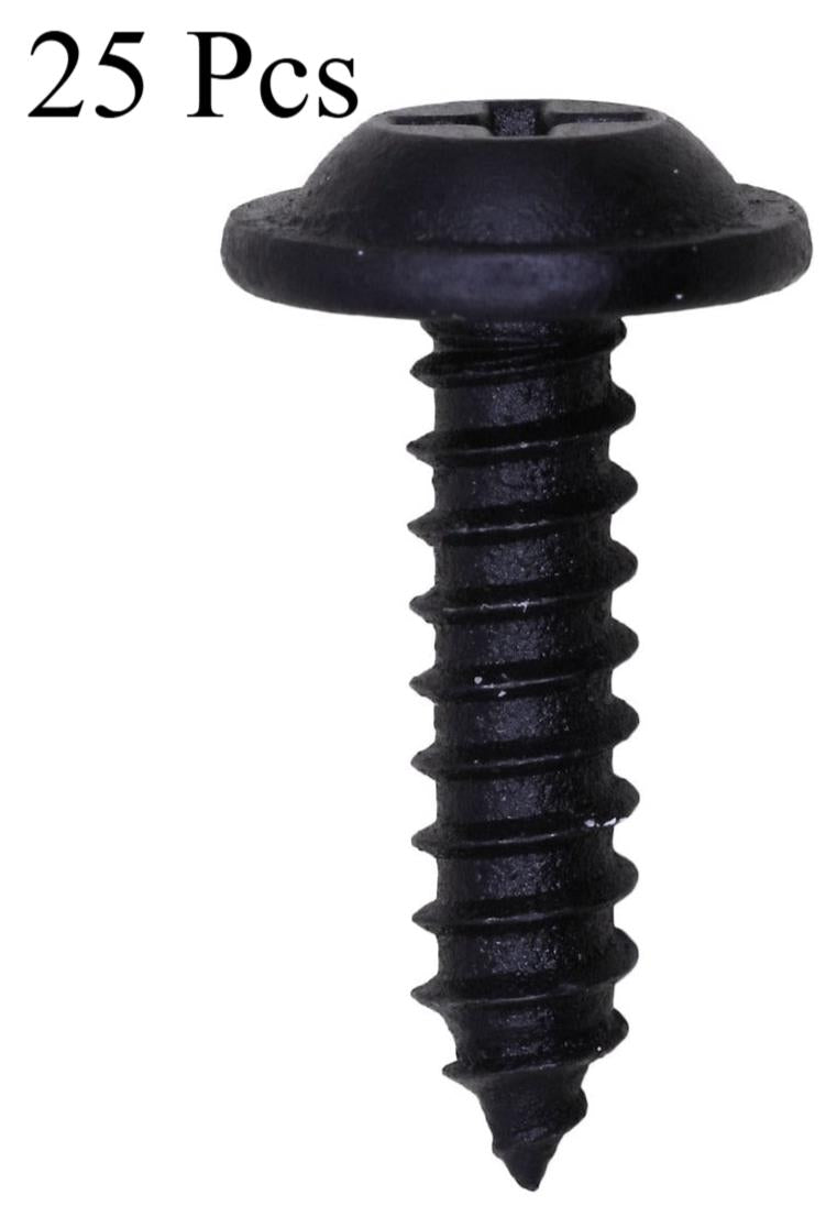 25 Pcs Flat Washer Head Tapping Screw 10 x 3/4 Black