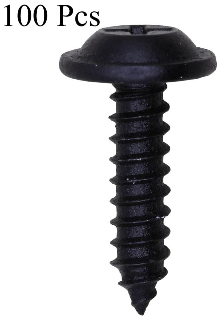 100 Pcs Flat Washer Head Tapping Screw 10 x 3/4 Black