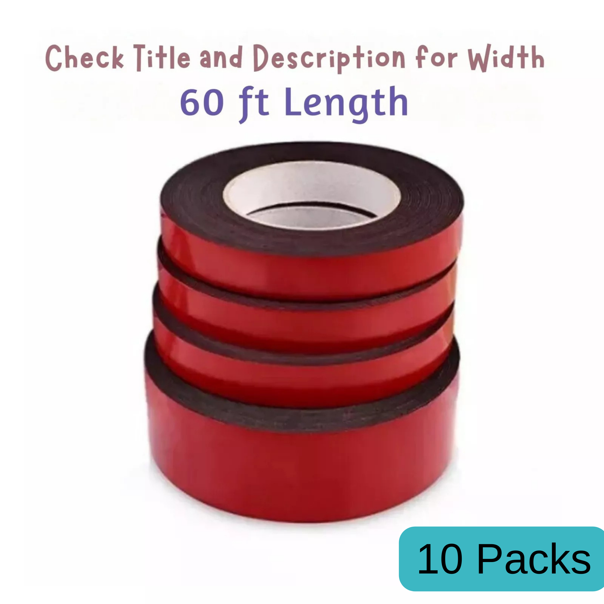 10Pcs Double Sided 3/16 inch 60 ft Acrylic Foam Tape Auto Car Truck Trim Molding