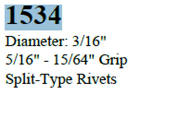 Split Type Rivet 3/16 Diameter 5/16